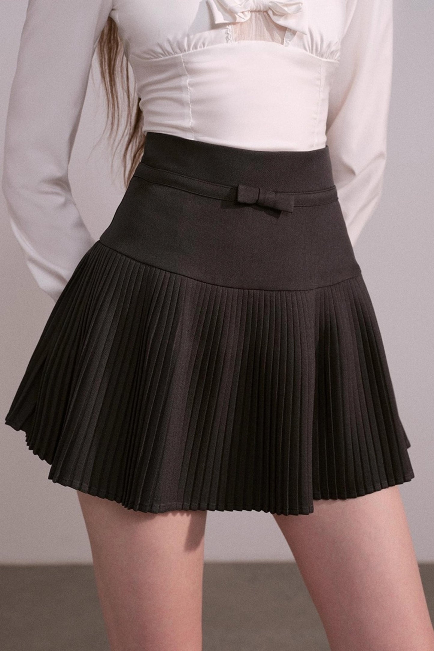 Bow V-Neck Long Sleeve Shirt Set-Up