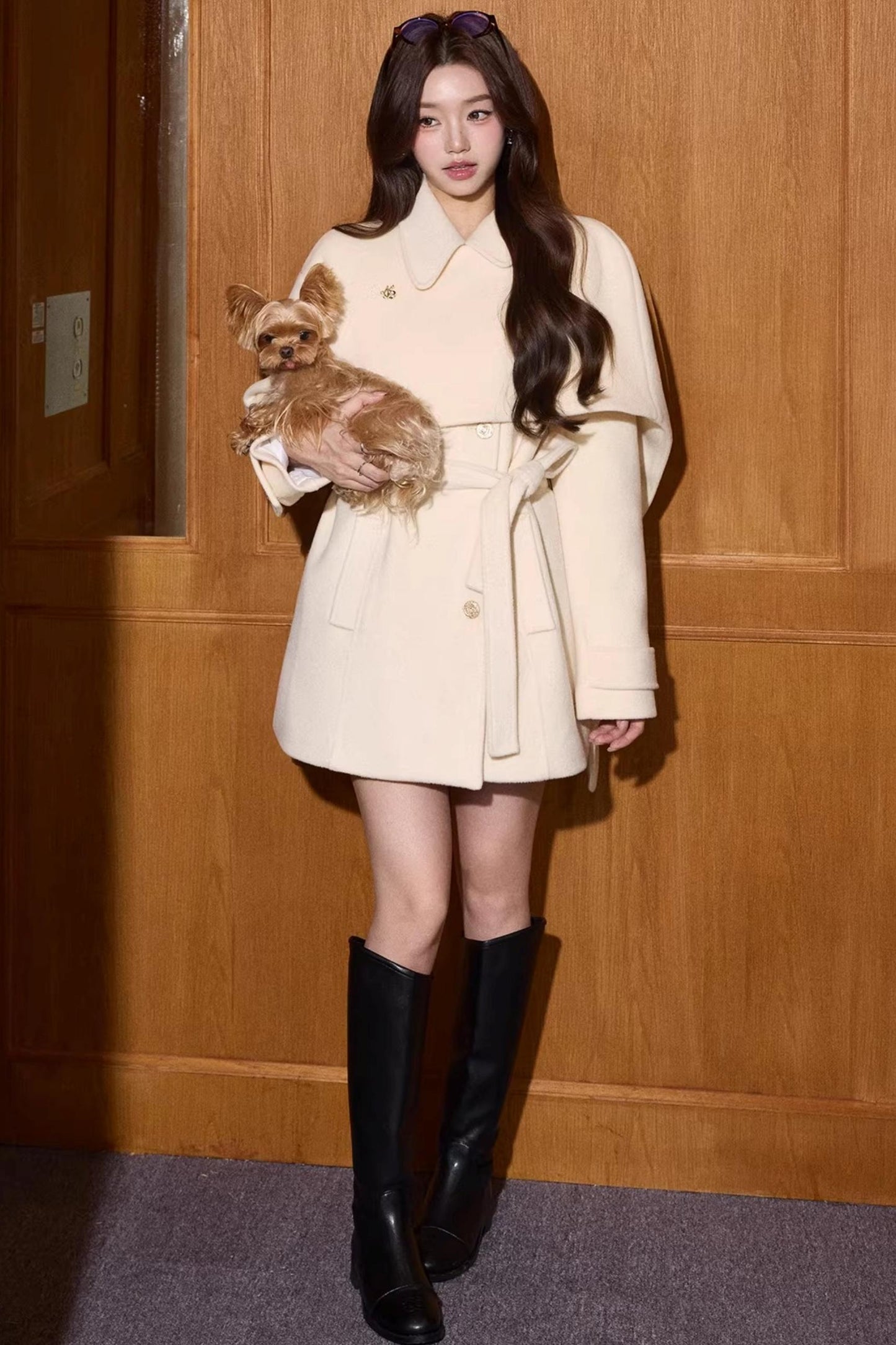 Two-Tone Woolen Quilted Coat