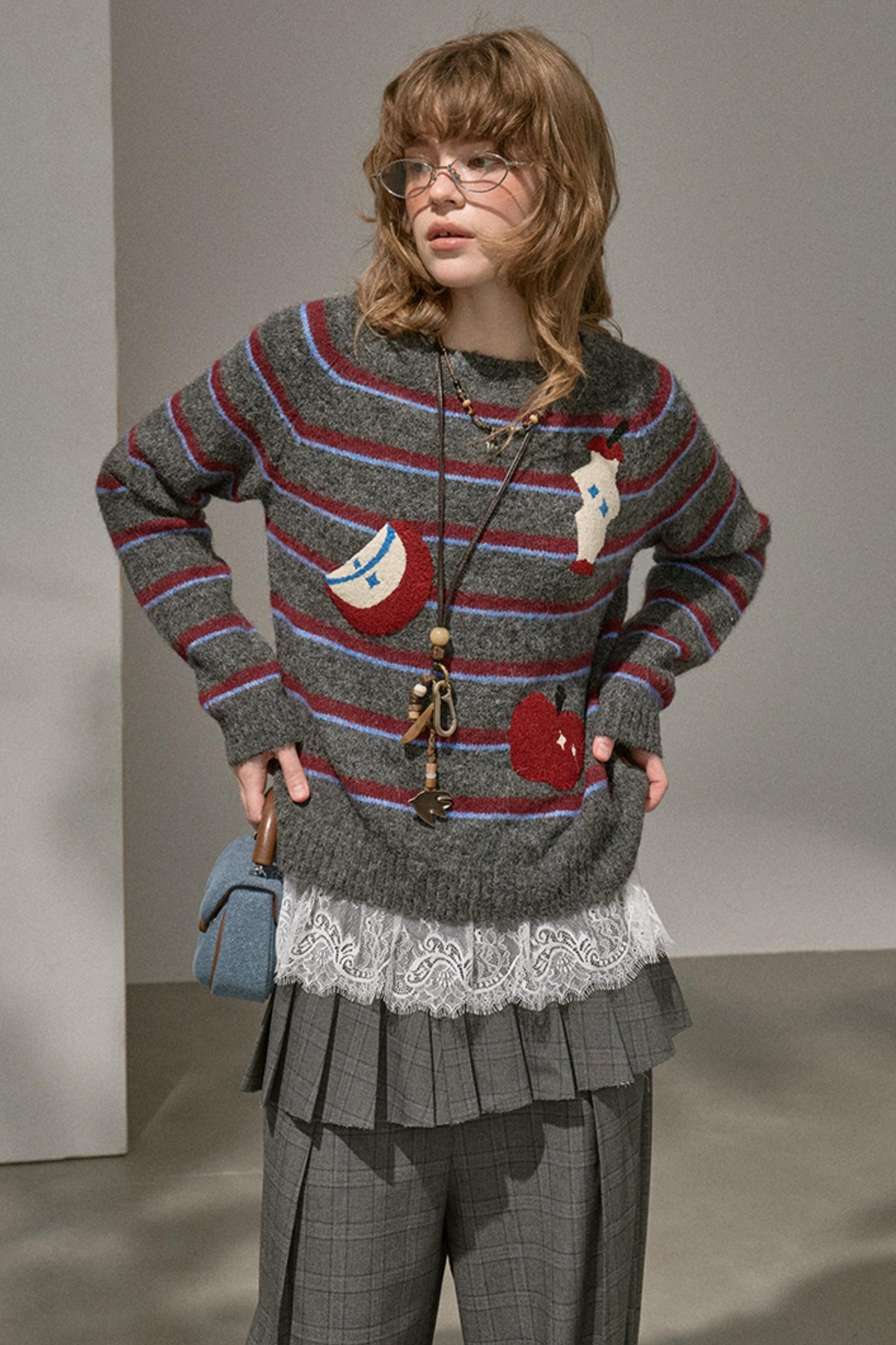 Apple Striped Crew Neck Top