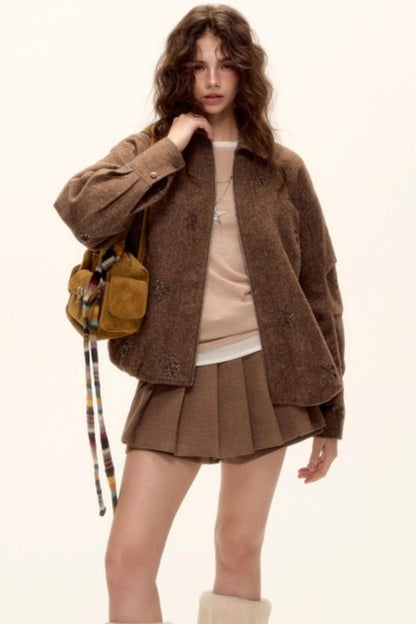 Mohair Pleated Culottes Skirt