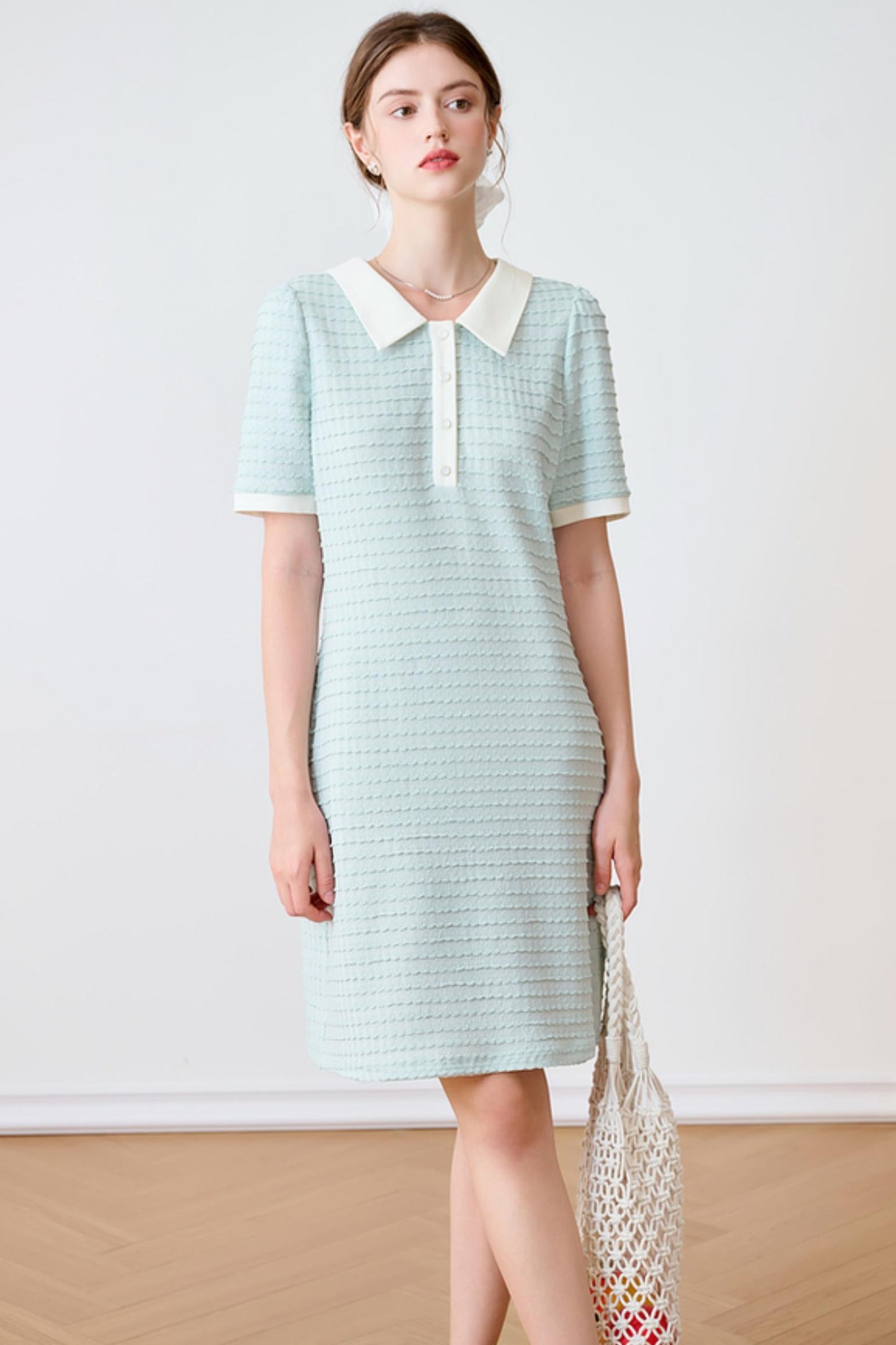 Summer Blue Striped Polo Dress