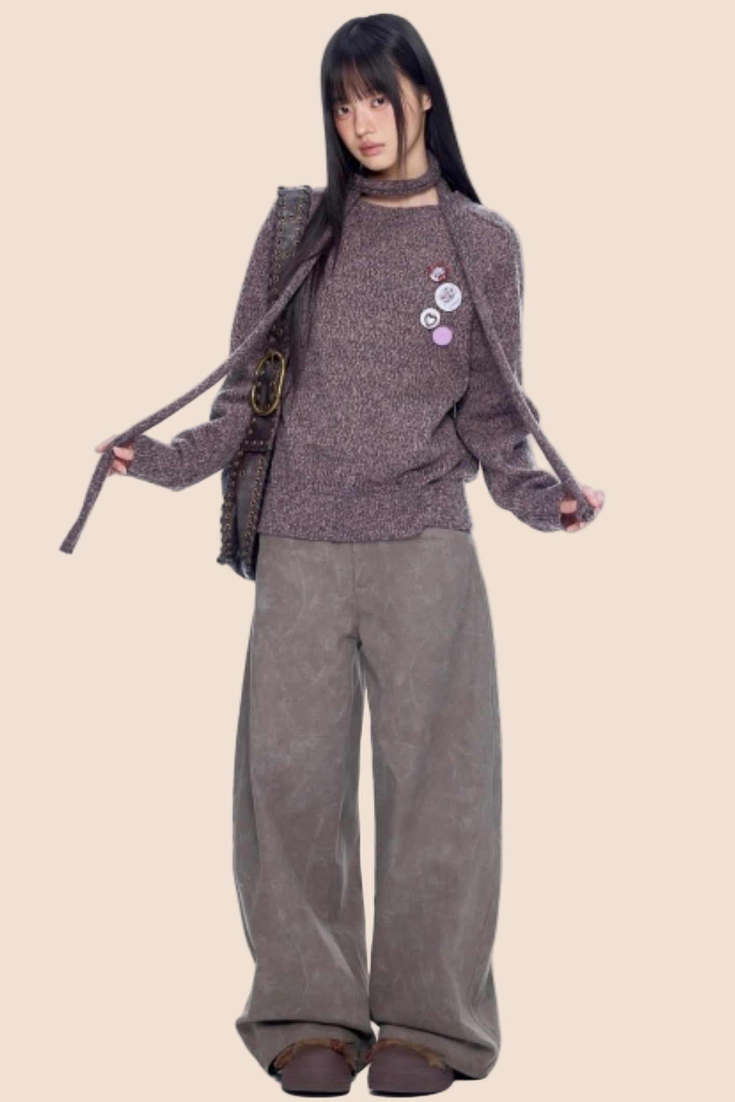 Retro Scimitar Wide-Leg Pants