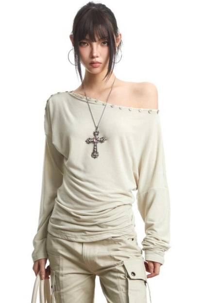 Retro Slim Off-Shoulder Top