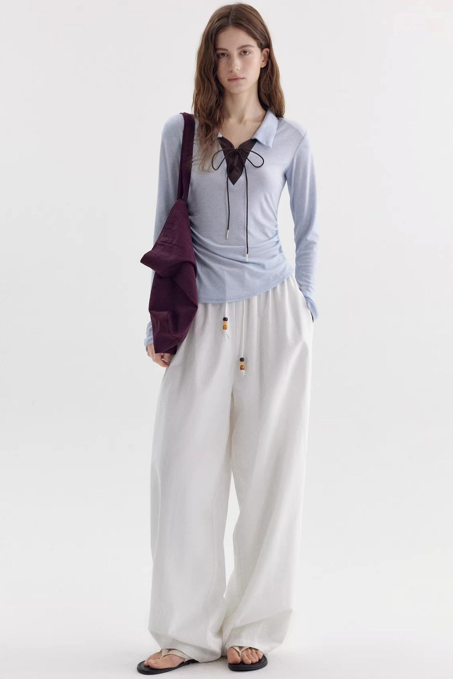 White Drapey Wide-Leg Pants