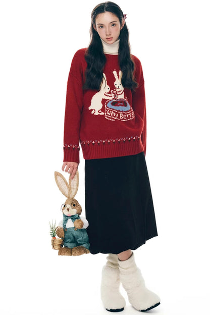 Red Rabbit Knitted Sweater