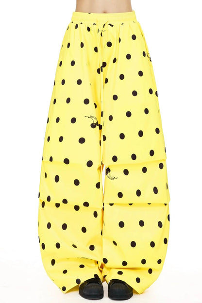Retro Polka Dot Wide-Leg Casual Pants