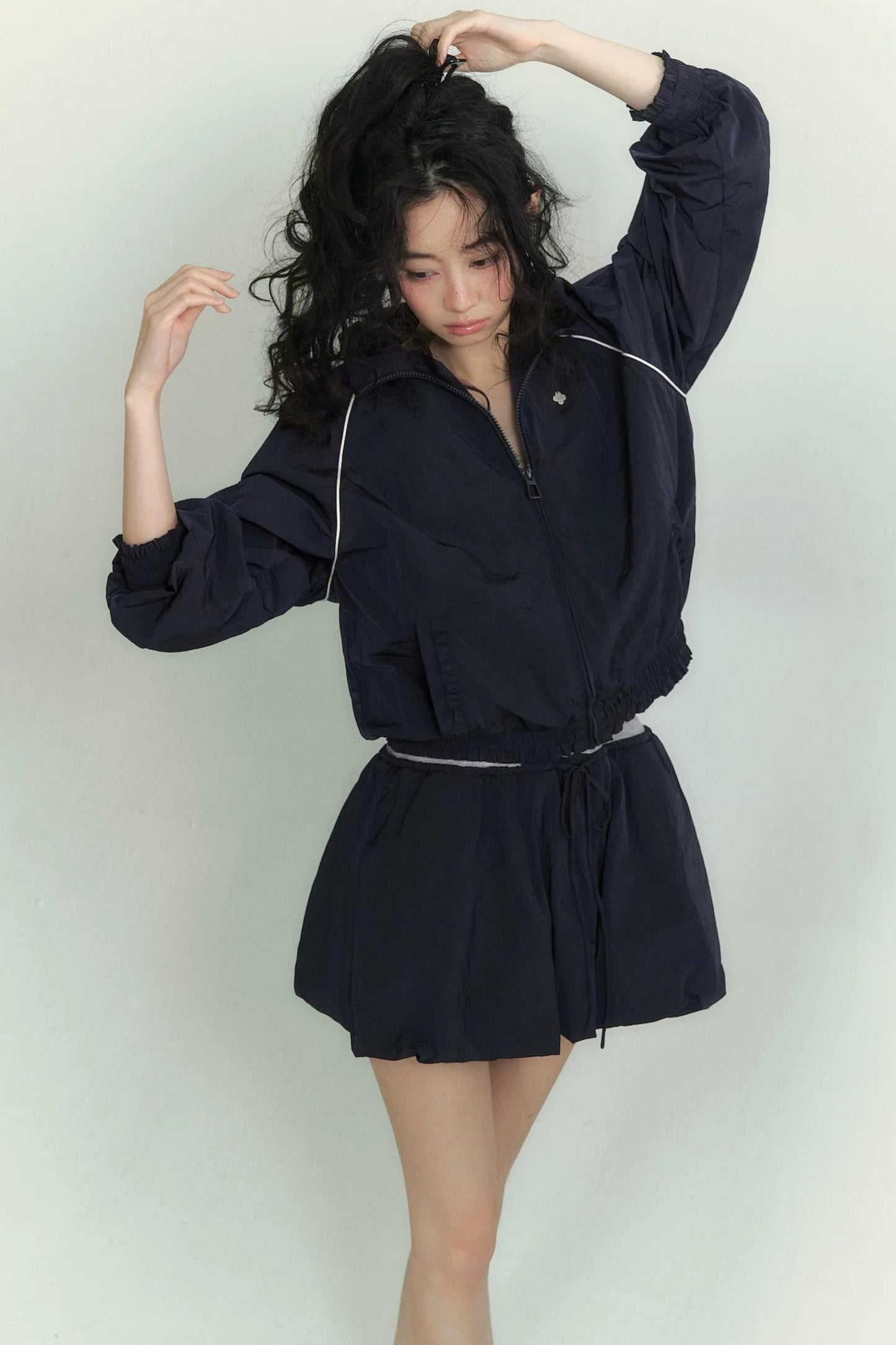 Floral patchwork collar jacket set