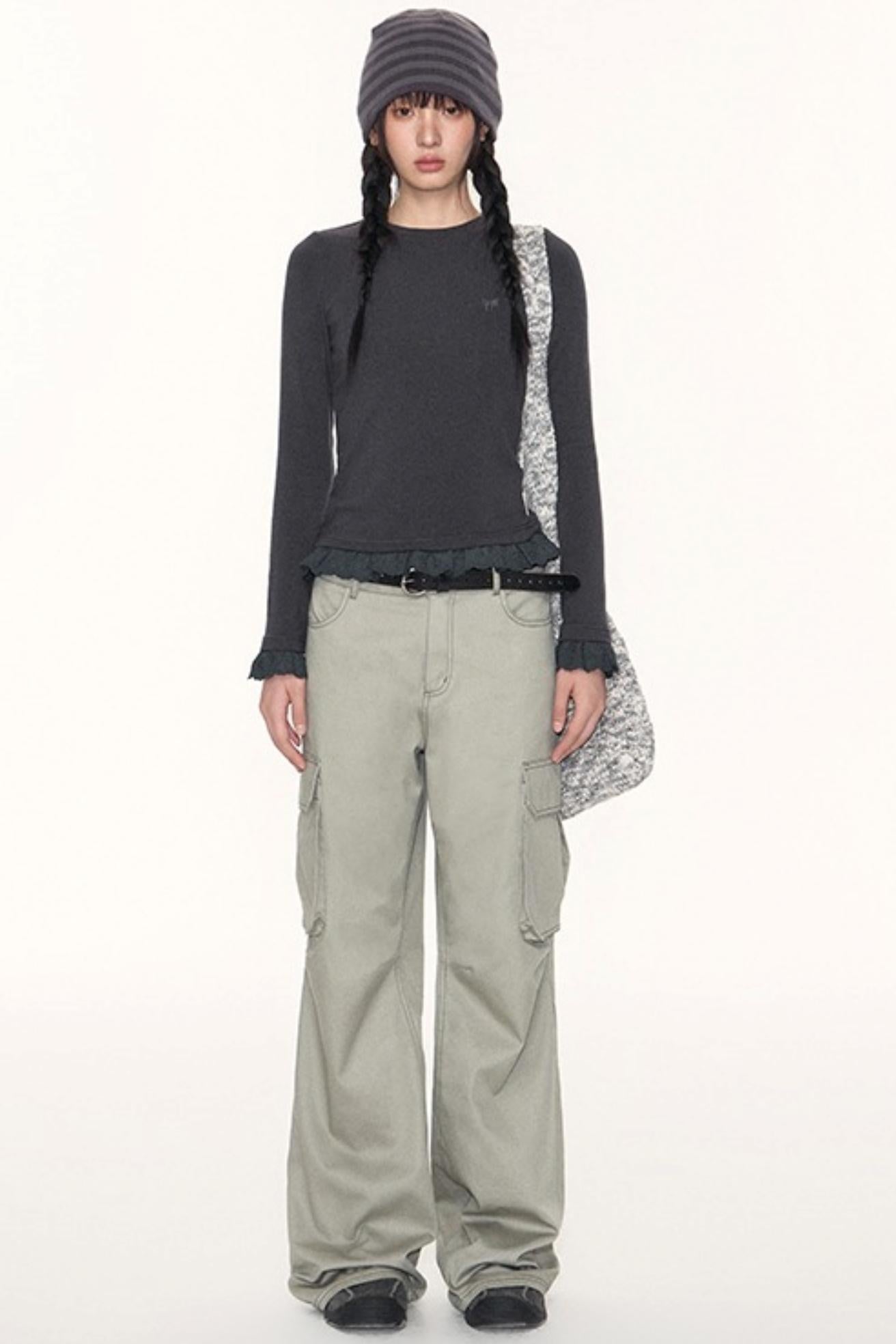 Lace Embroidery Slim Top