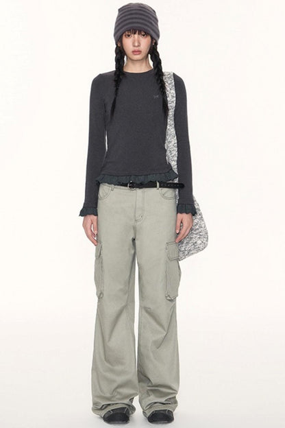 Lace Embroidery Slim Top