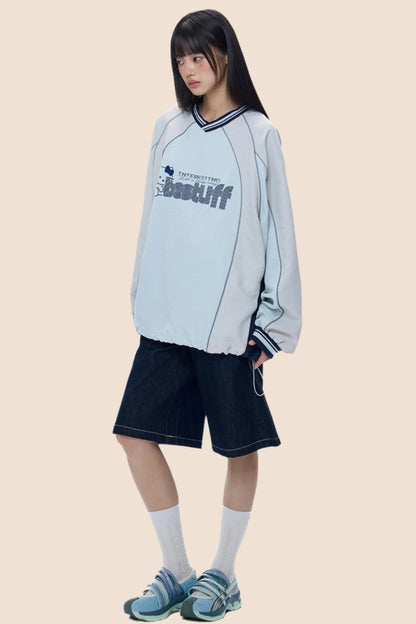 Monogram V-Neck Jersey Sweatshirt