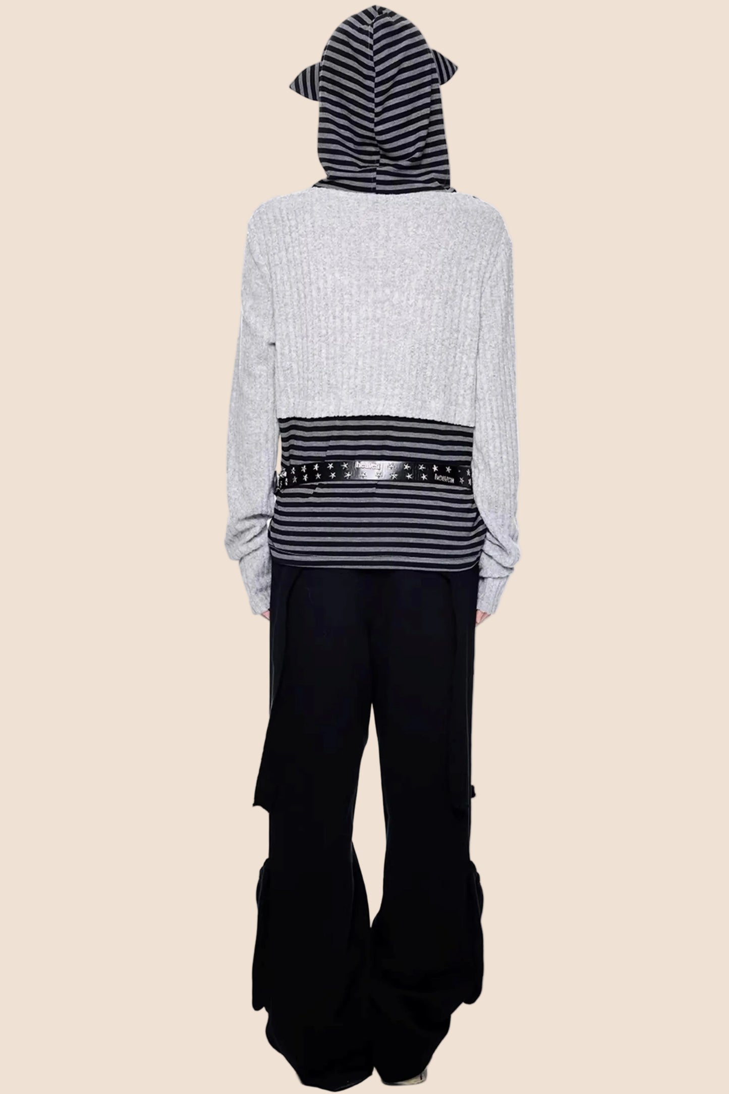 Striped Hooded Knit Sweater