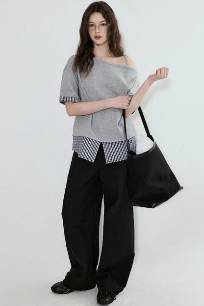 Gray One-Shoulder Tee