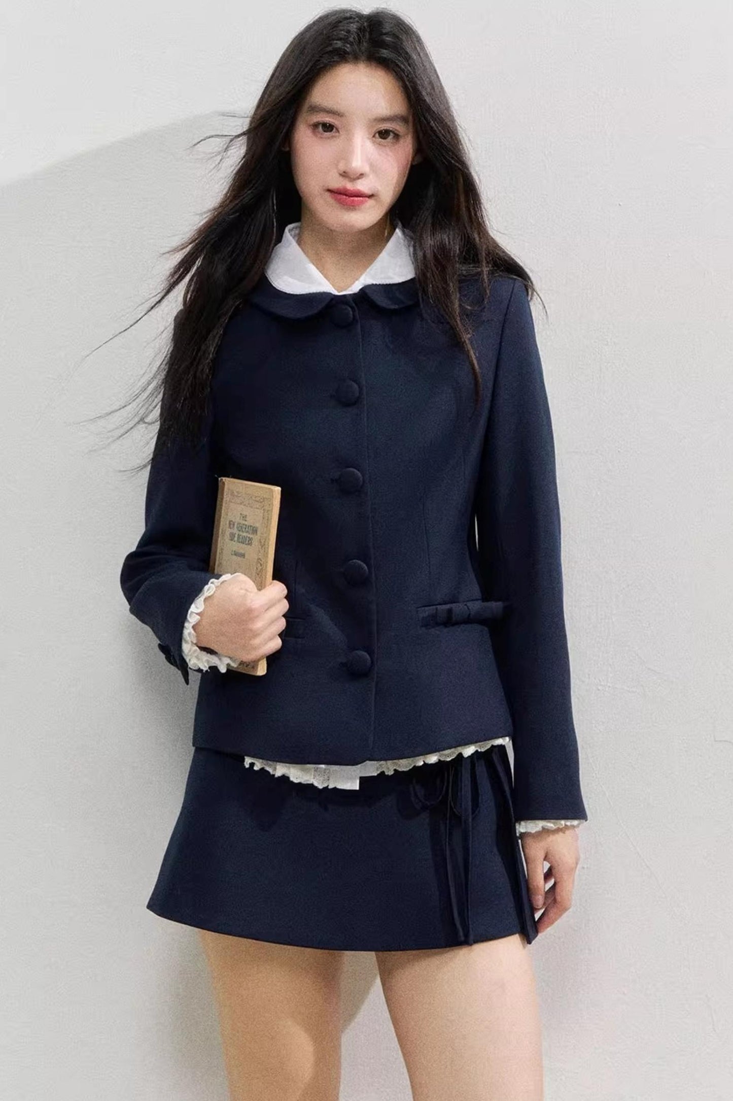 Twilight Blue Vintage Doll Collar Suit Skirt Set-Up