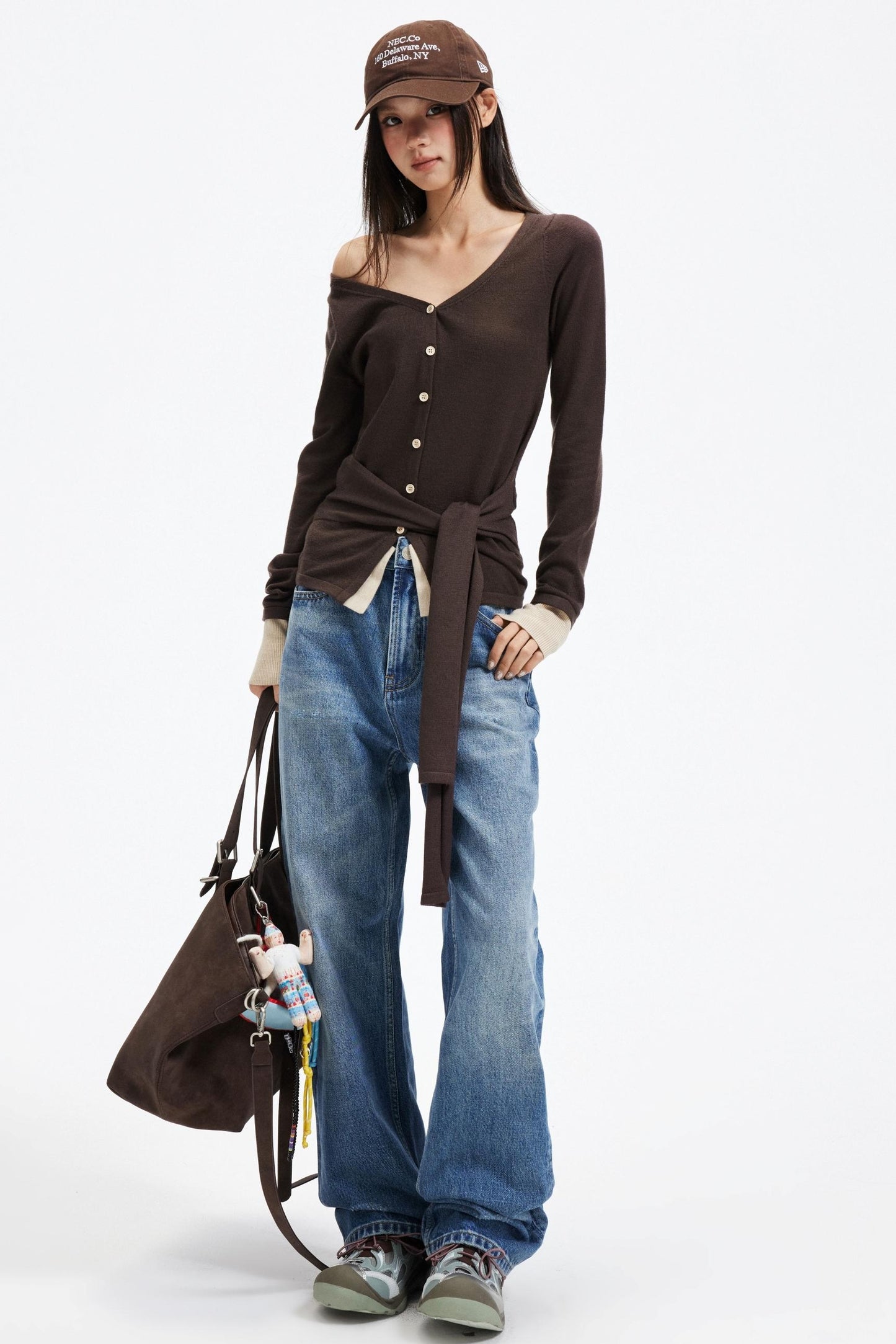 Washed Blue Ripped Denim Pants