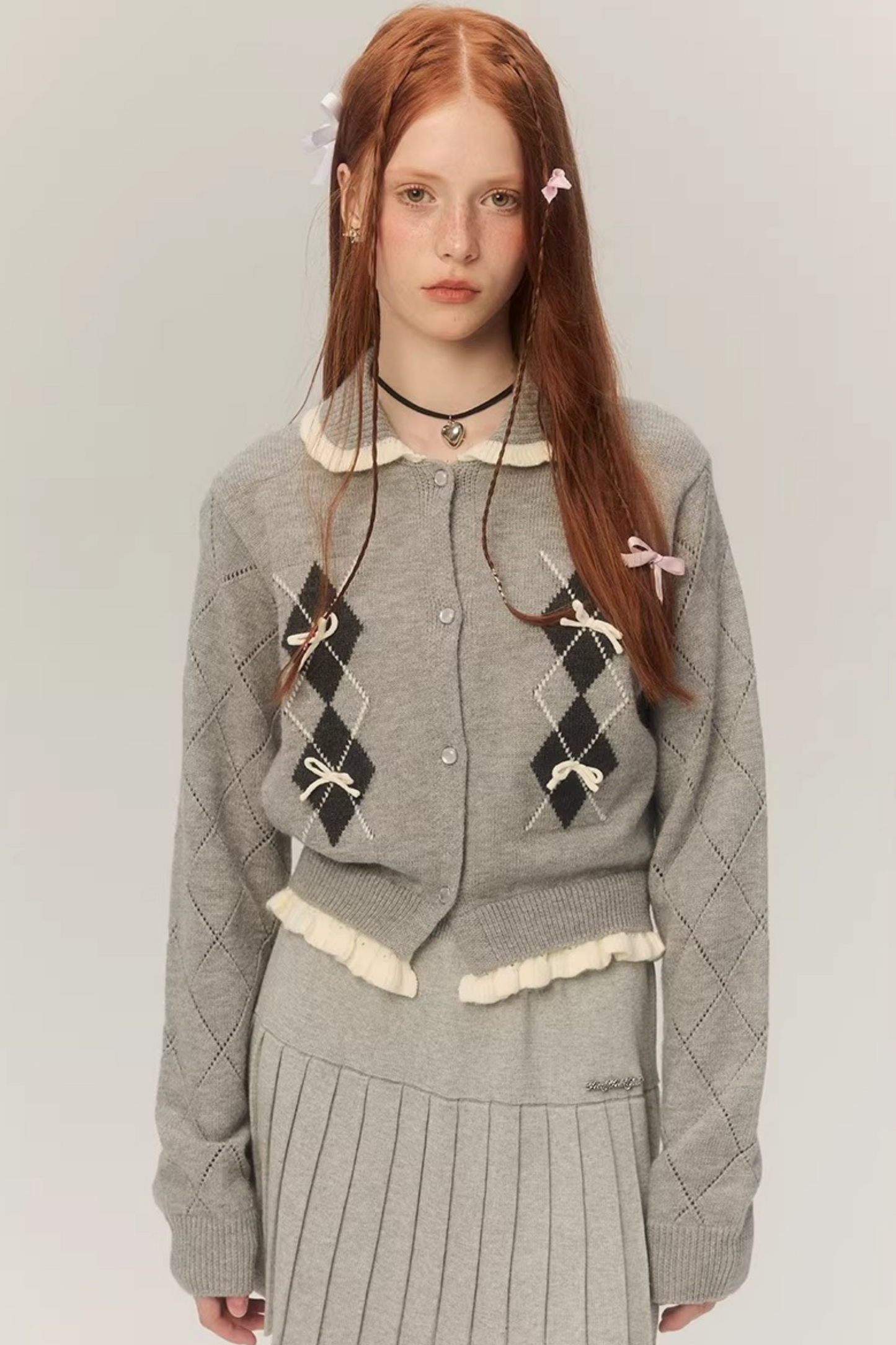 Retro Diamond Knit Cardigan