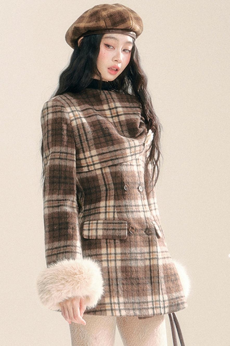 Korean Checked Woolen Jacket