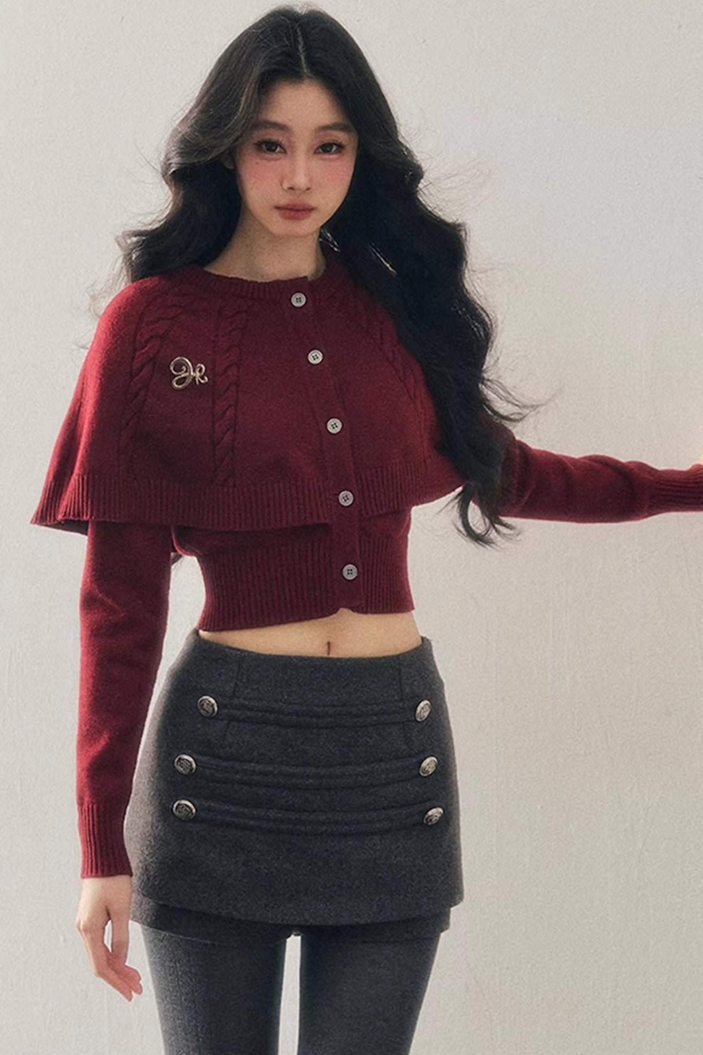 Woolen A-Line Skirt Pants