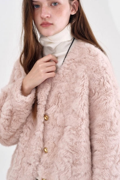 Strawberry Wine Faux Fur Coat