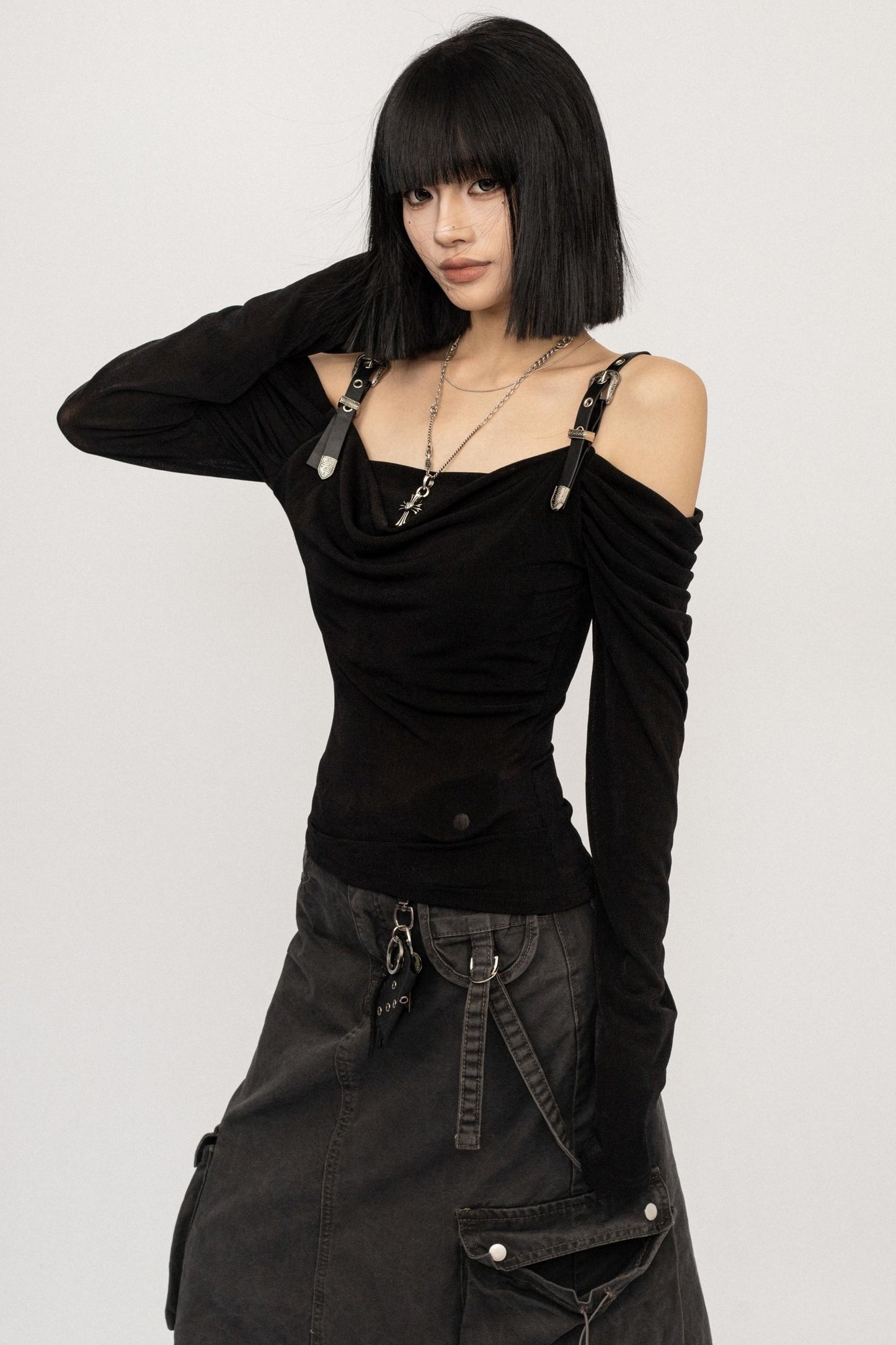 Swing Collar Mesh T-Shirt