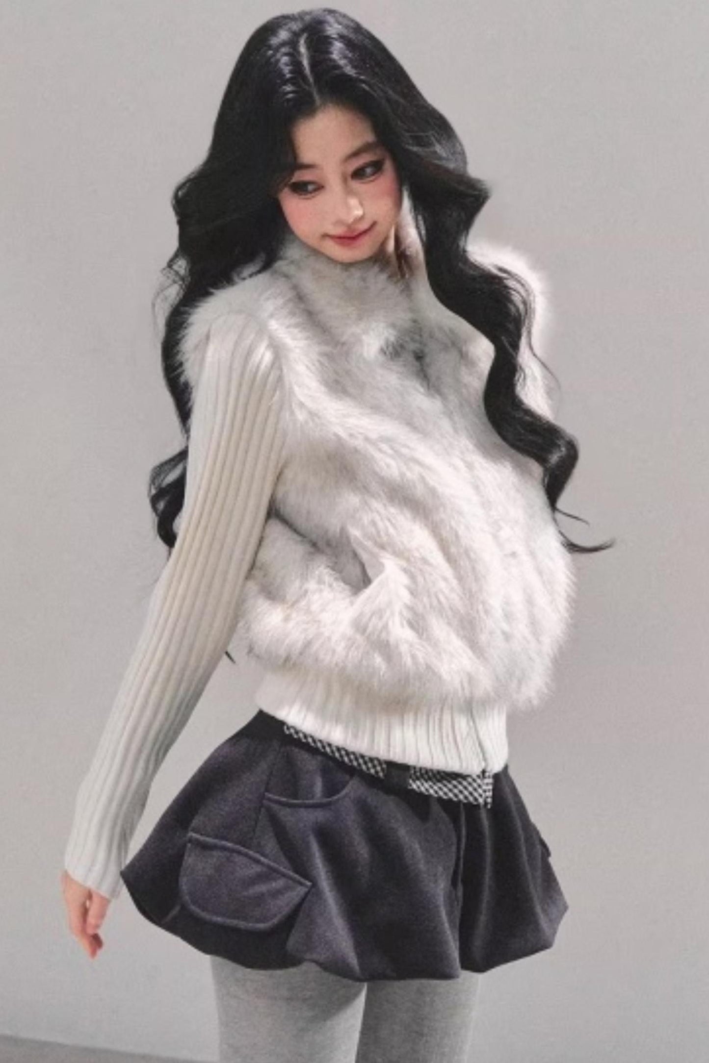 Soft Landing Fur Knit Jacket