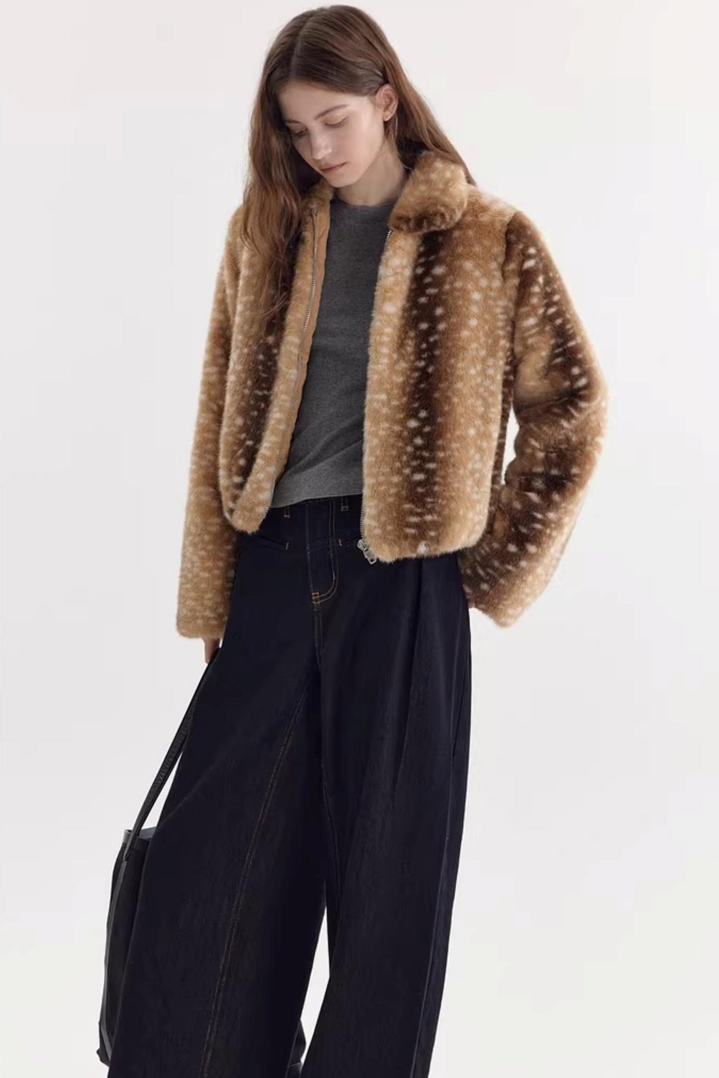 Caramel Brown Deer Pattern Coat