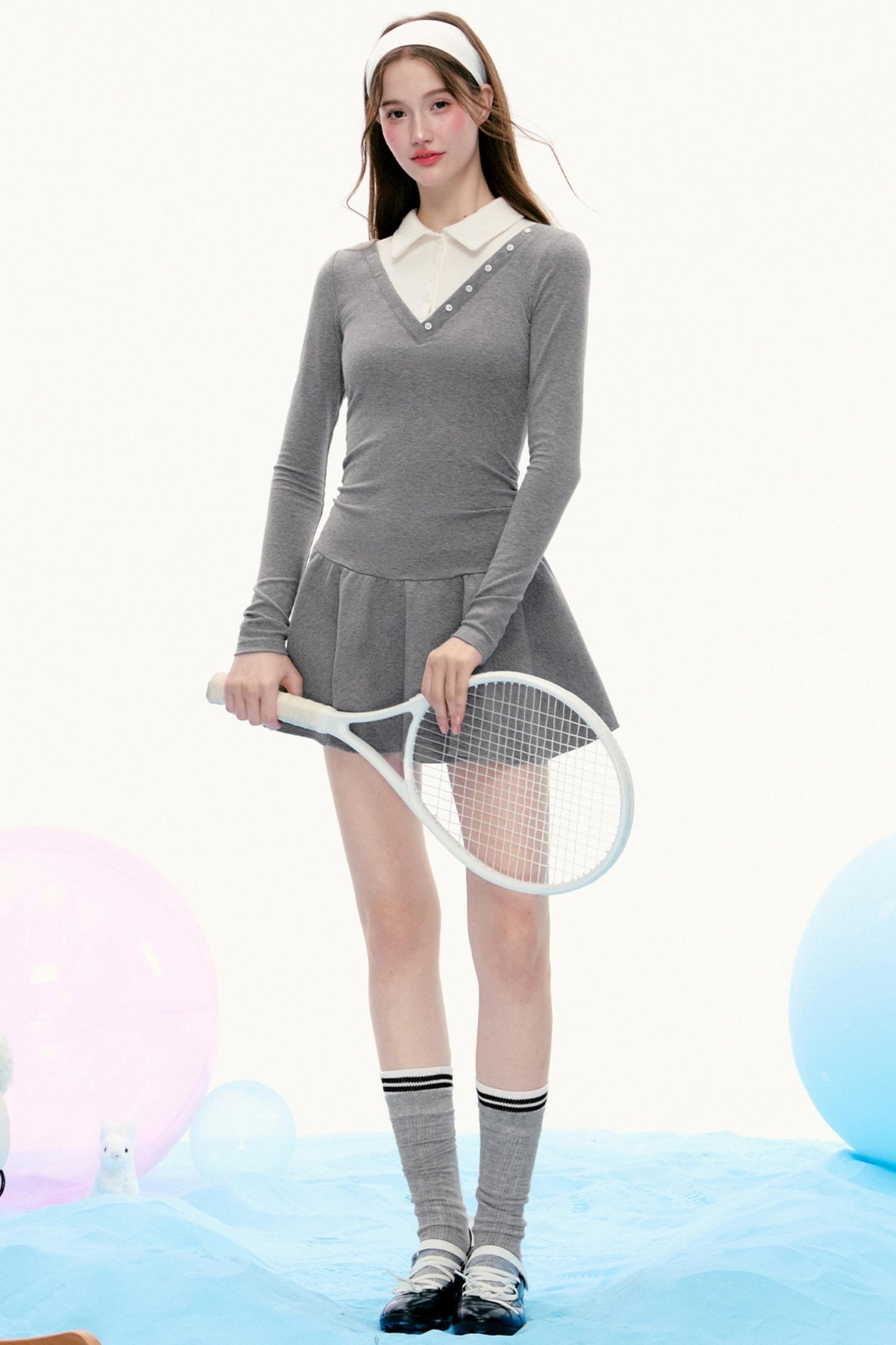 Retro Spring Sporty Long-Sleeved Dress