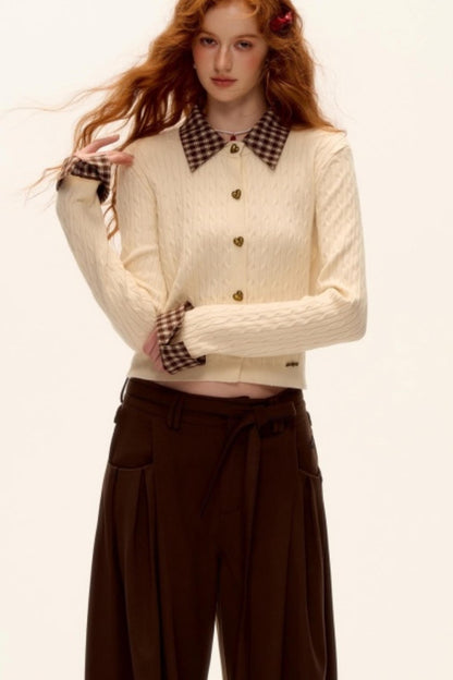 Wool Blend Plaid Knit Top