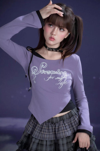 Purple and Black Two-Piece Top