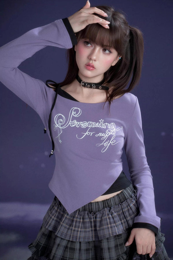 Purple and Black Two-Piece Top