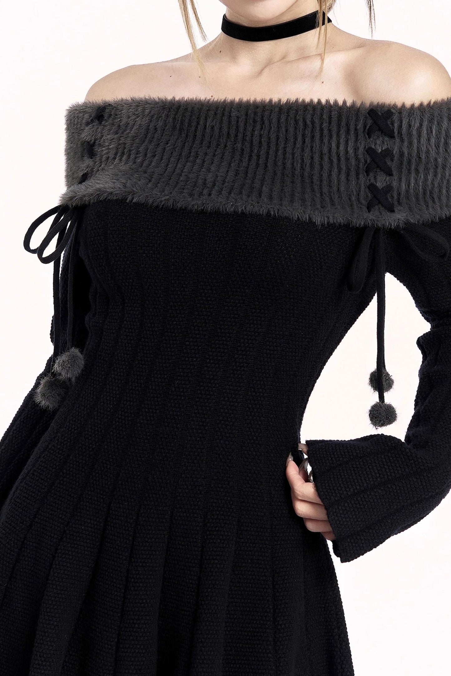 Off-Shoulder Winter Sweater Dress