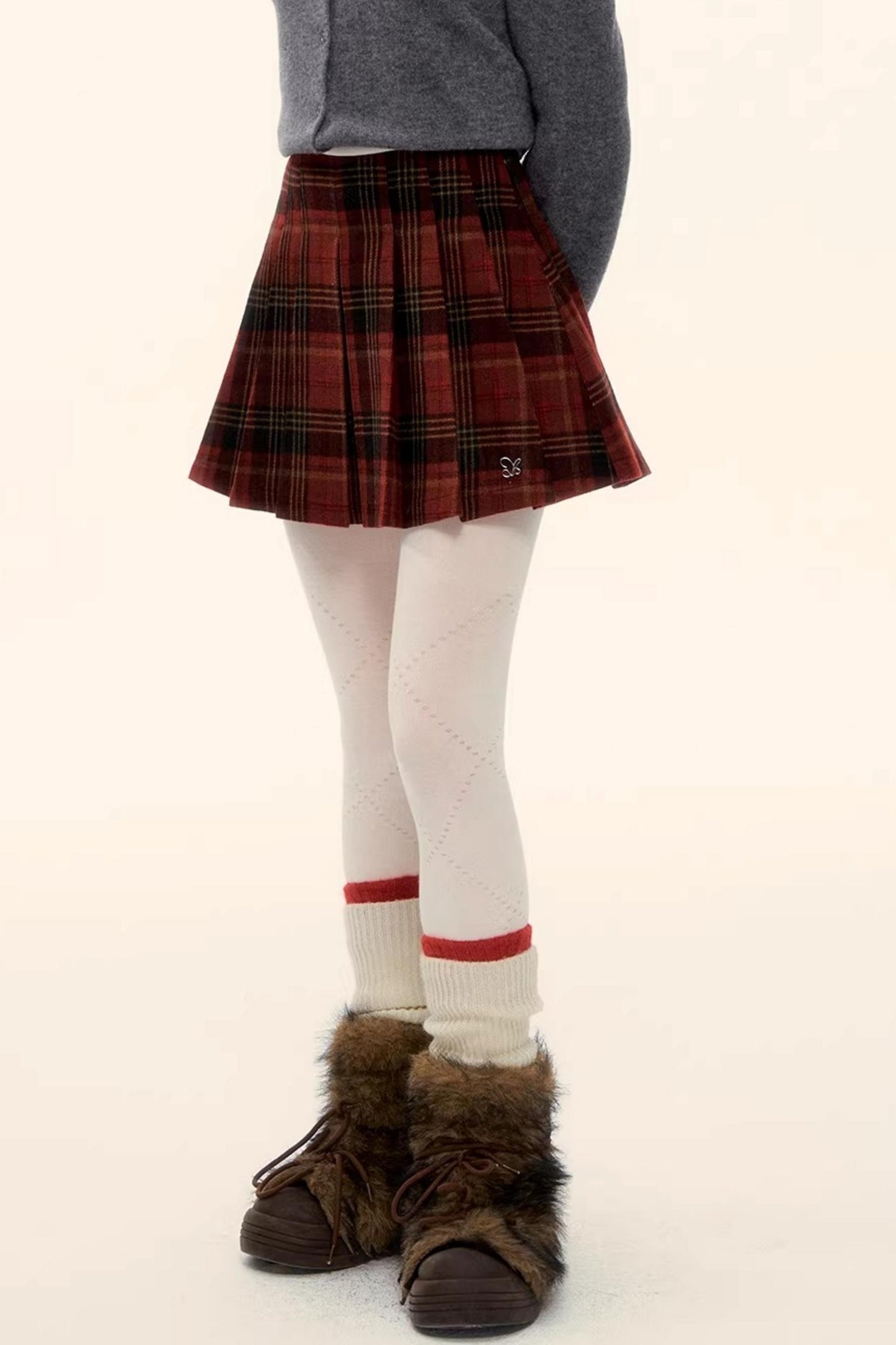 Retro Plaid Wool Skirt
