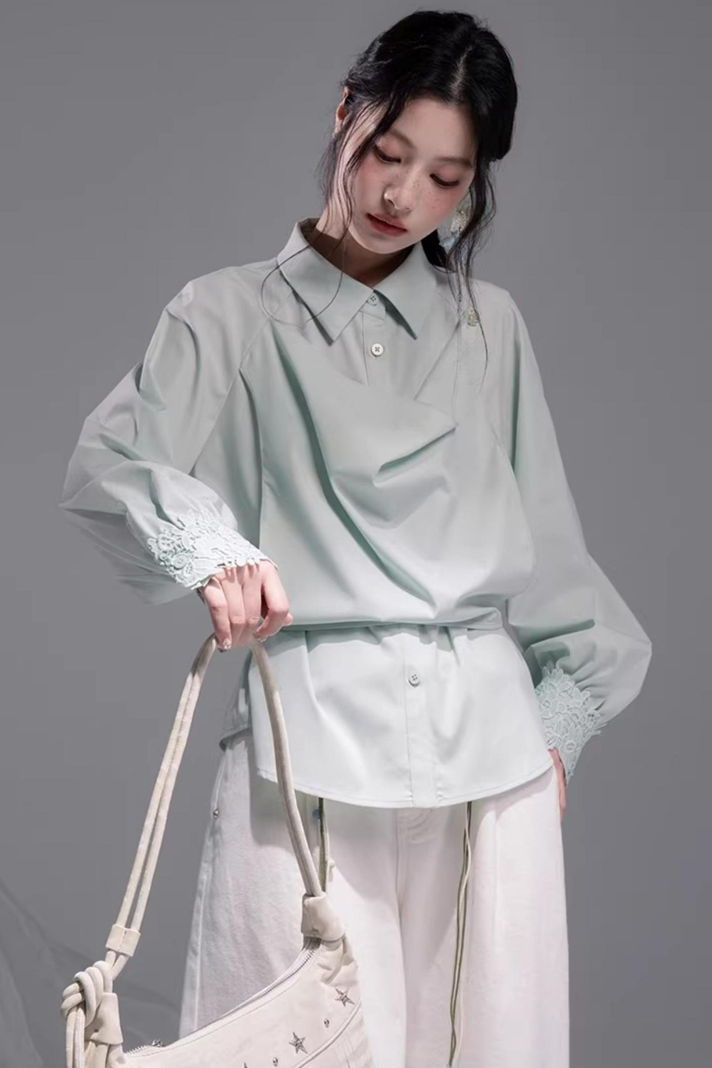 Optische Täuschung Drapiertkragen-Hemd