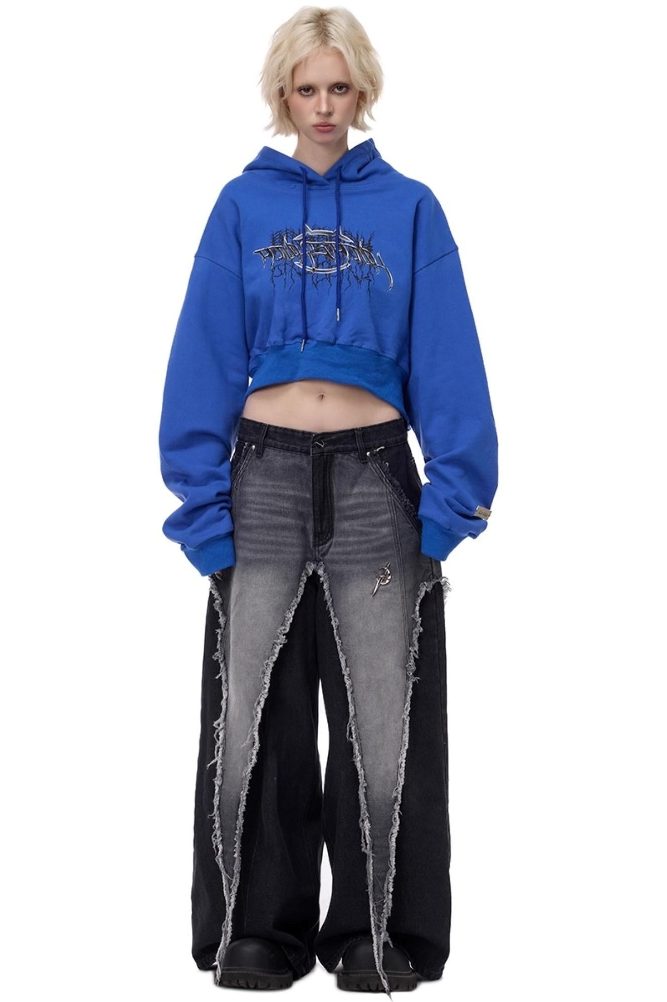 Thorn Print Hooded Fleece Sweatshirt