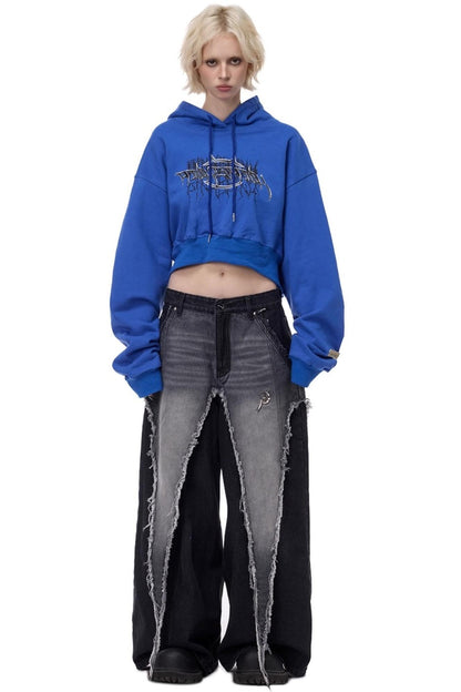 Thorn Print Hooded Fleece Sweatshirt