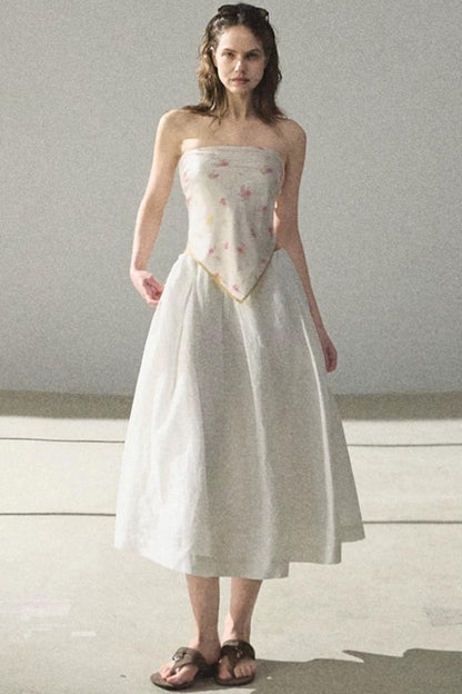 A-Line Lyocell Linen Midi Skirt
