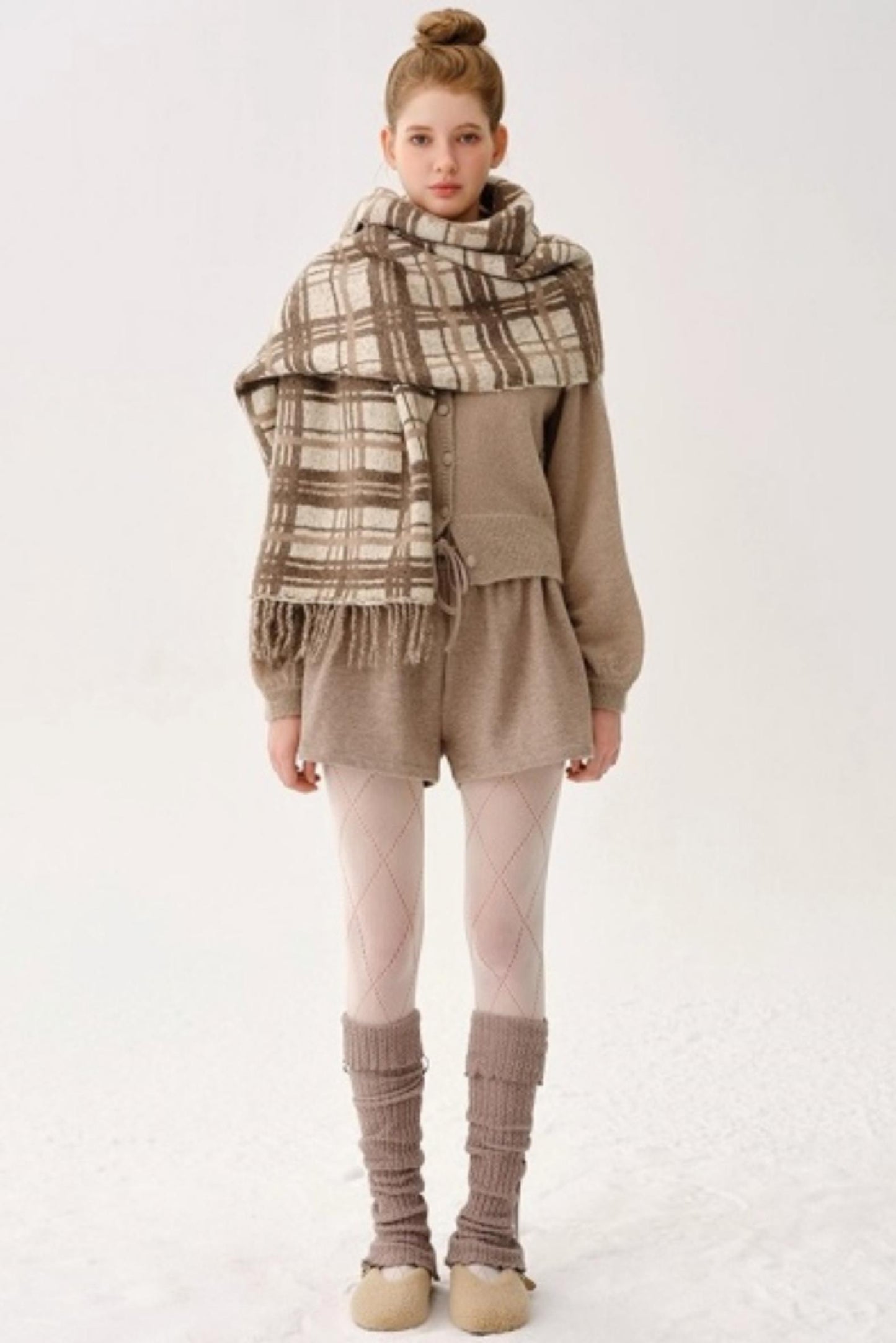 Sheep Wool Blend Fringed Scarf