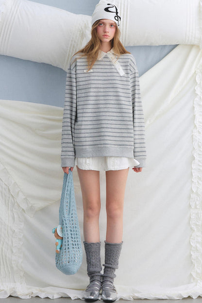 Retro Lace Collar Sweatshirt