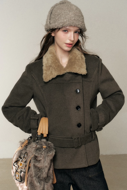 Coffee Green Woolen Coat