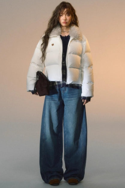 Fur Collar Patchwork Short down Jacket