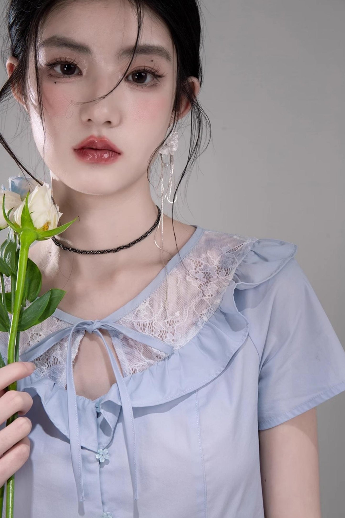 Curve Blue Cotton Shirt