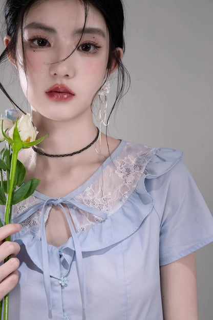 Curve Blue Cotton Shirt