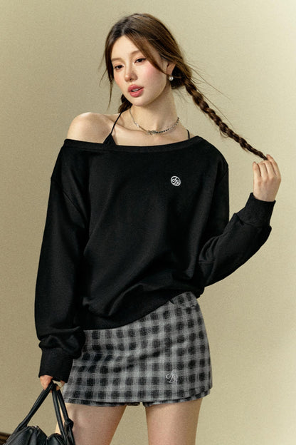 [Neu im 5. September] ANDYET AD1 ORIGINAL OFF-THE-SHOULDER SWEATSHIRT EINFACHES KOMMUTIERTES LOSES UND VIELSEITIGES CASUAL-TOP