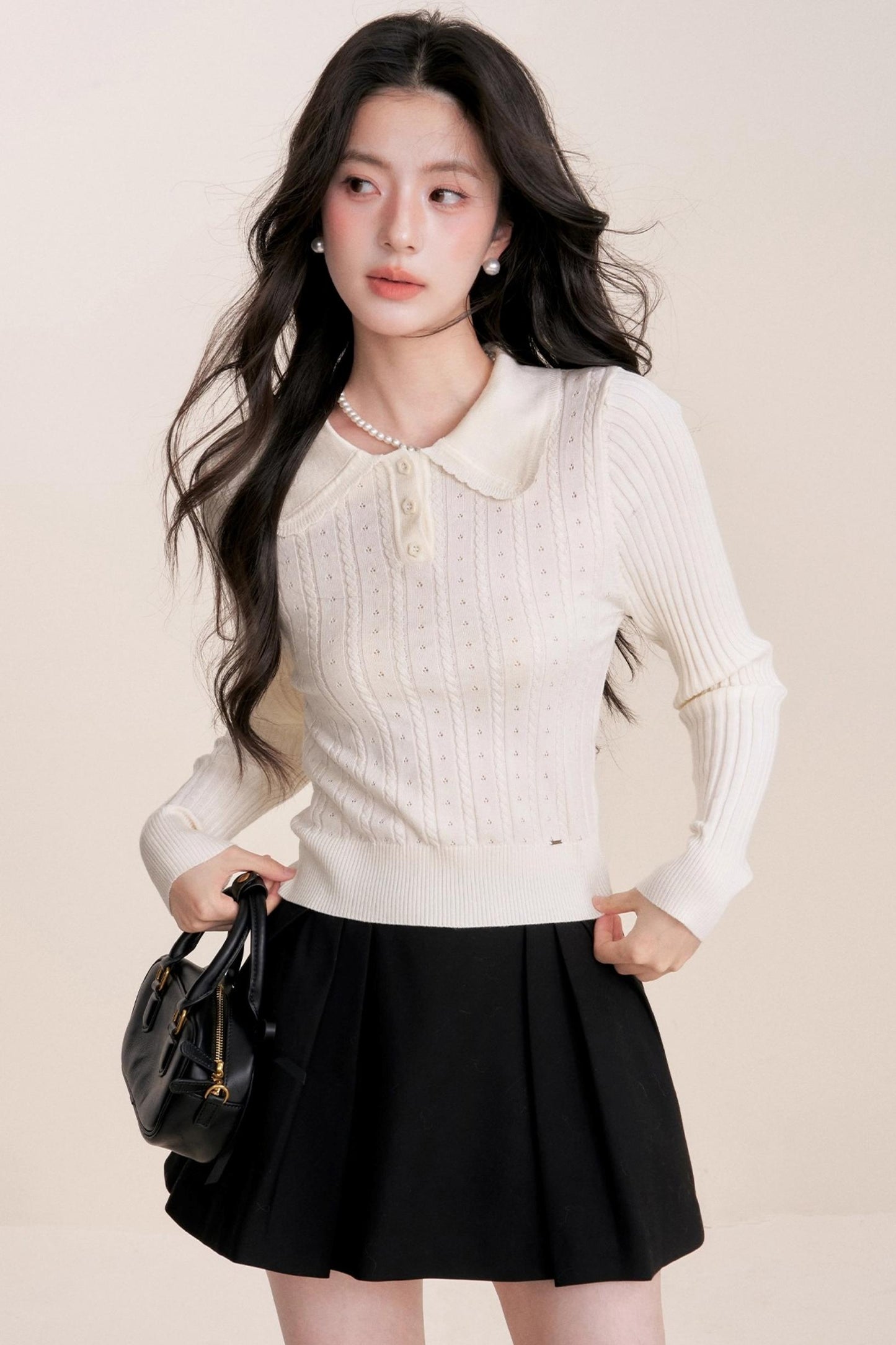 Romantic French Knit Long Sleeve Top