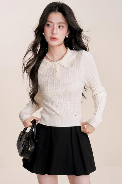 Romantic French Knit Long Sleeve Top