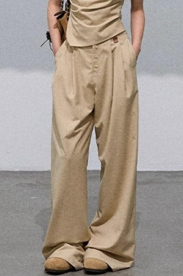 Waist-Cinched Wide-Leg Pants Set-Up