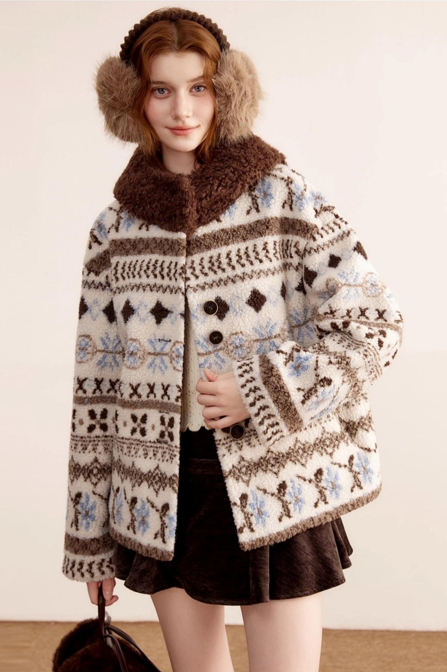 Fair Island Lamb Wool Hooded Coat
