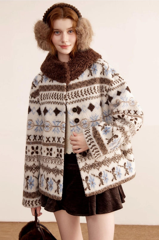 Fair Island Lamb Wool Hooded Coat