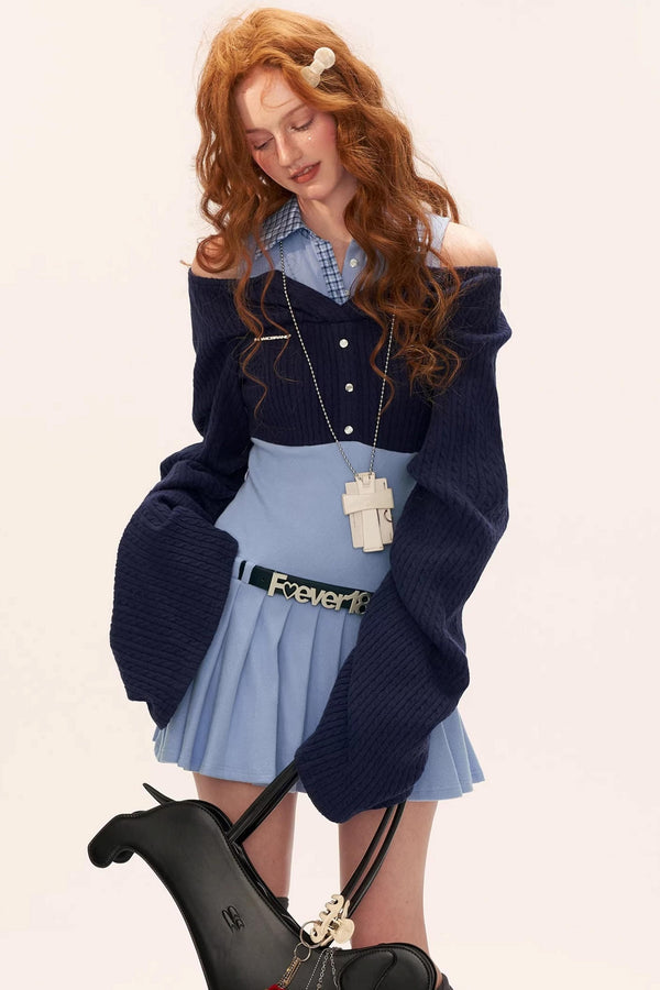 Patchwork Two-Piece Collar Dress