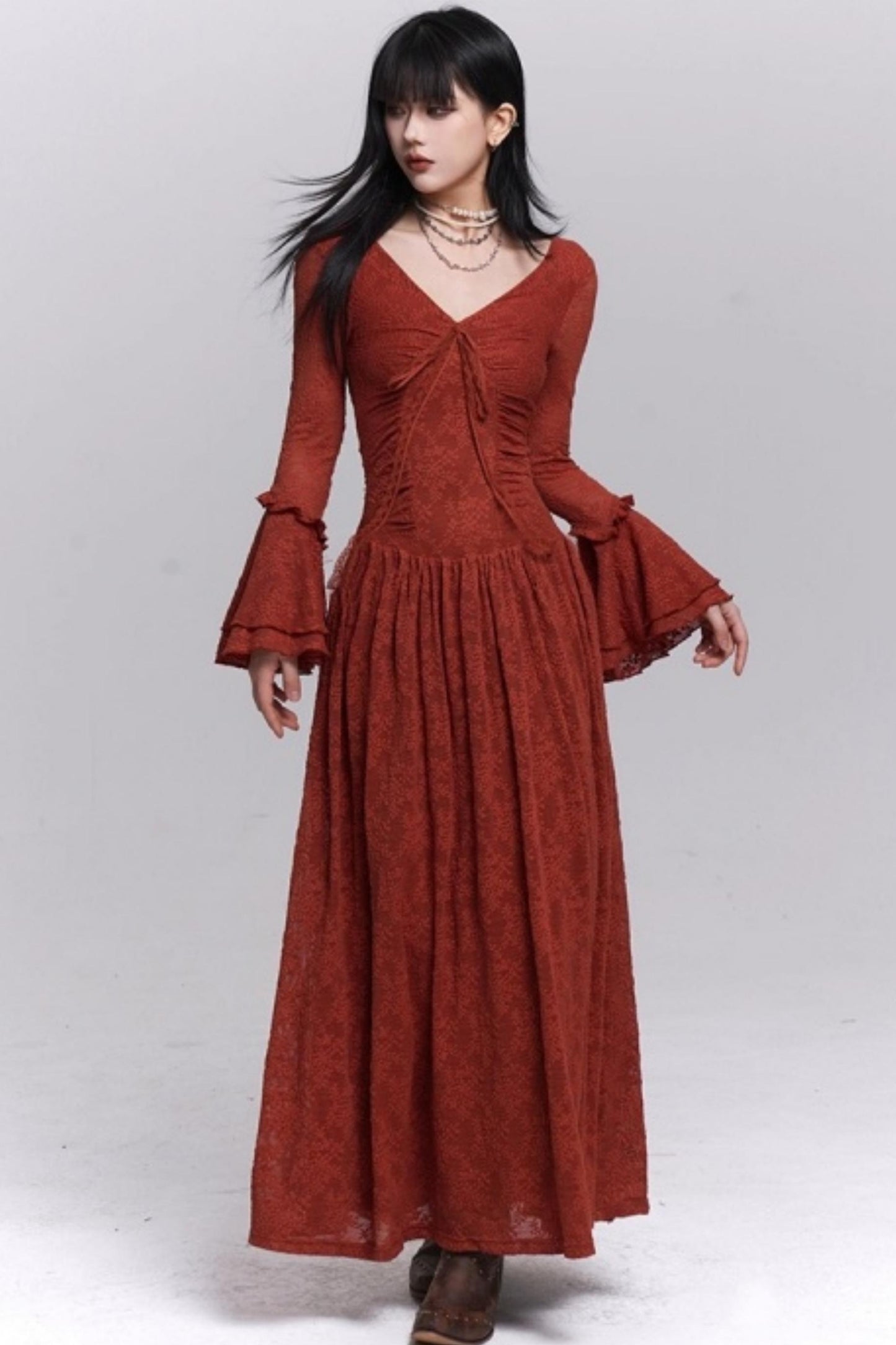 Red Knitted Long Dress