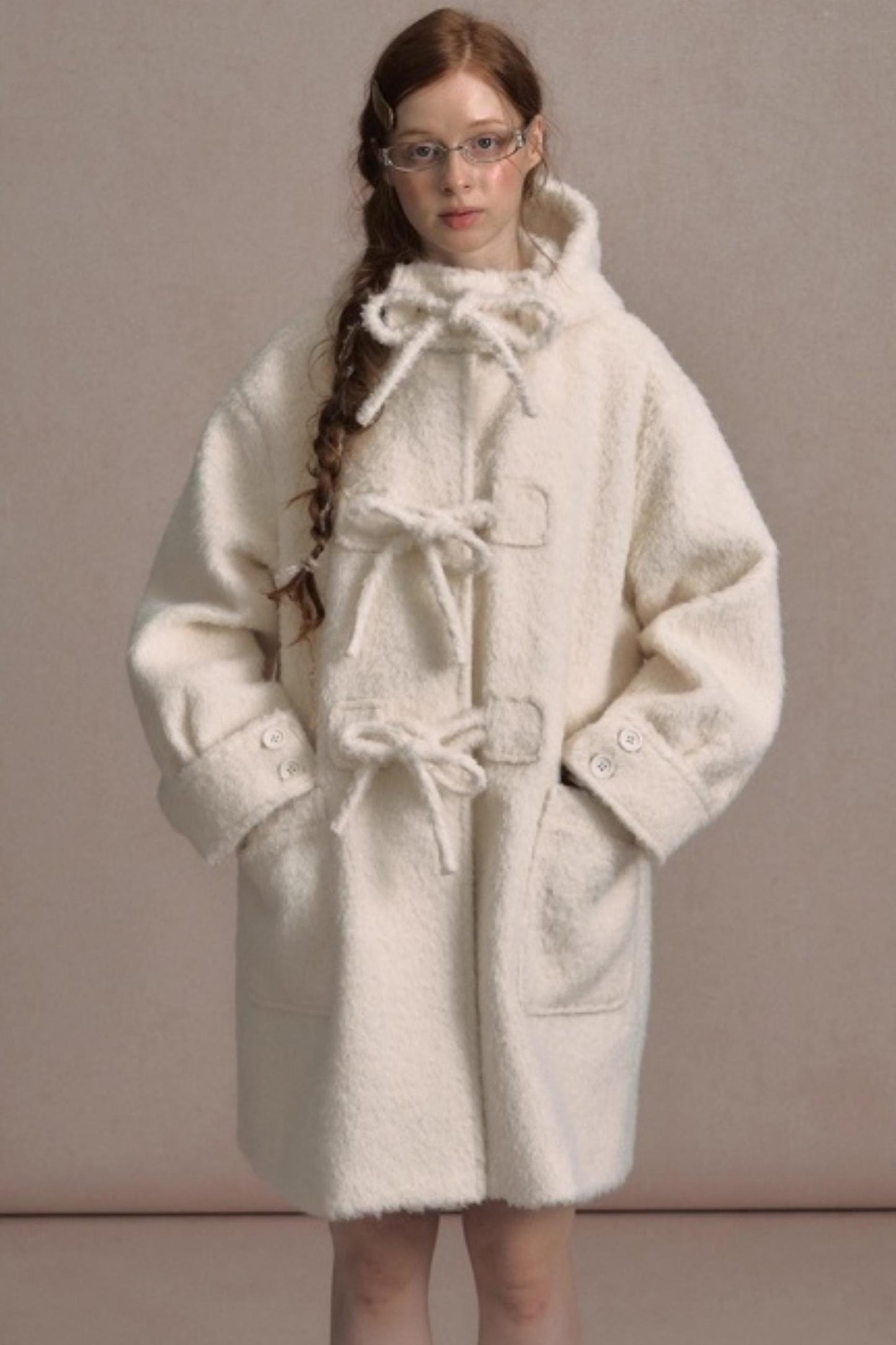 College Hooded Thick Woolen Jacket